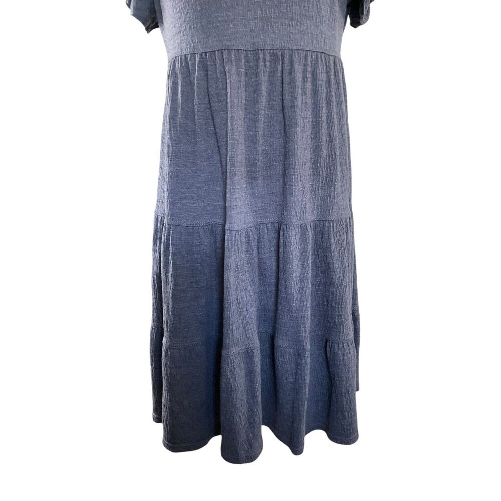 Max Studio‎ Tiered Midi Dress Blue Ruffle Sleeve V Neck Women's Size Medium - Picture 11 of 12